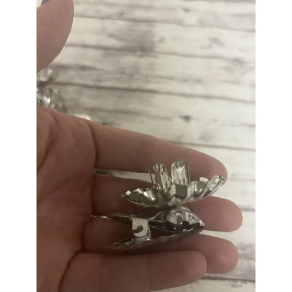 VINTAGE CHRISTMAS TREE CANDLE CLIPS / SET of 9 / SILVER CANDLE HOLDERS